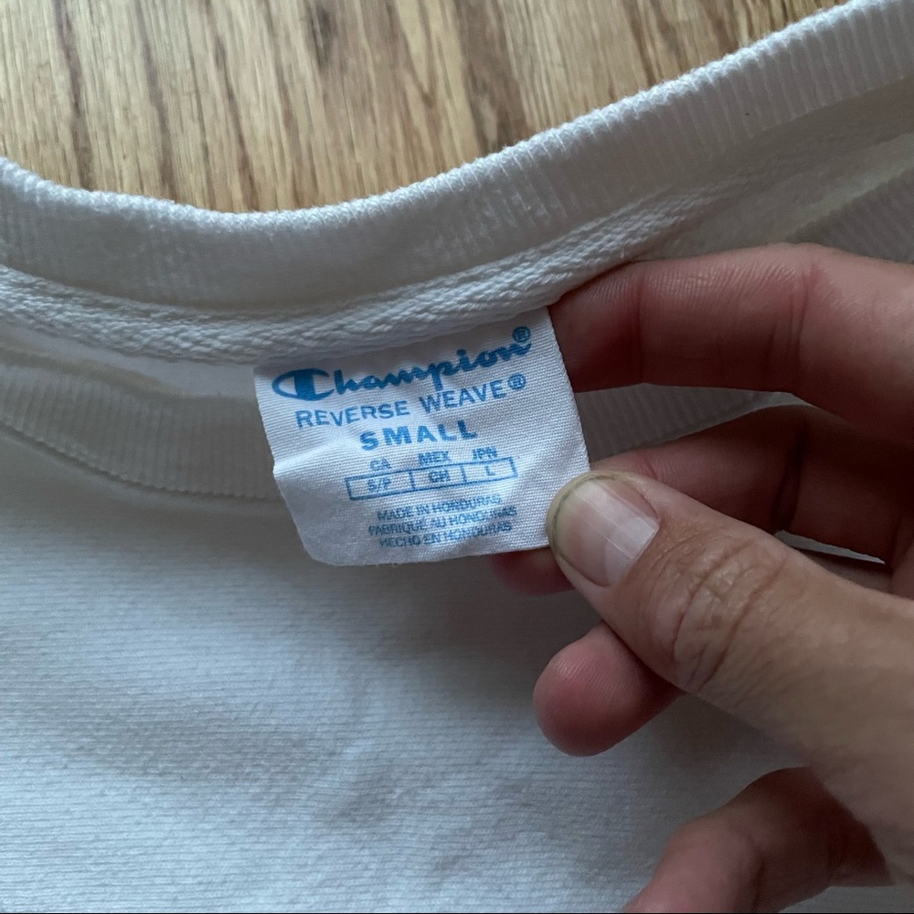 Men's Champion Reverse Weave White Basic Blank Cr… - image 2